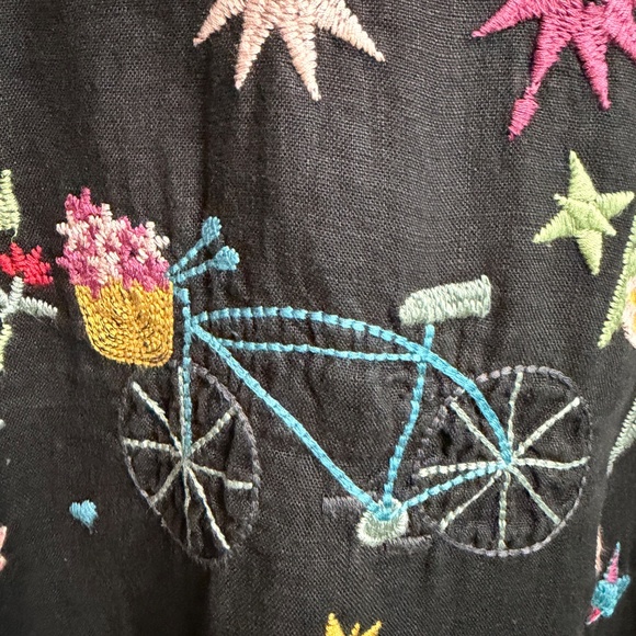 Johnny Was Biya Black Embroidered Tunic Dress Black L - Picture 6 of 7